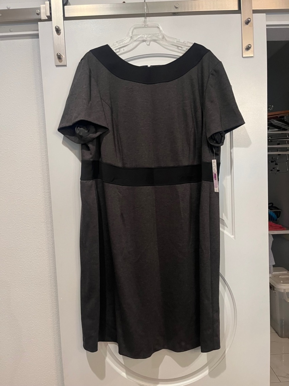 Alex Marie Dark Gray and Black Midi sheath Dress. NWT! PLUS